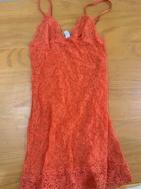 Vintage Victoria’s Secret Orange Lace Slip Dress